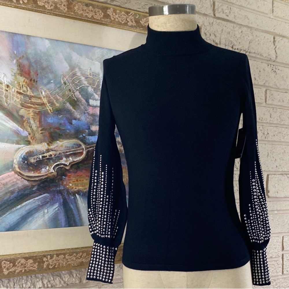 Boston  Proper Studded Sleeves Turtleneck Top
